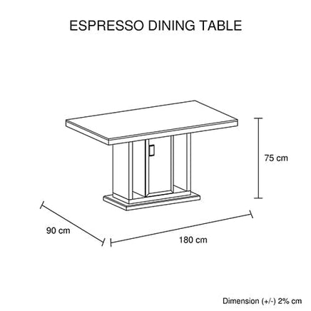 7 Pieces Dining Suite Dining Table & 6X Black Chairs in Rectangular Shape High Glossy MDF Wooden Base Combination of Black & White Colour Furniture Kings Warehouse 