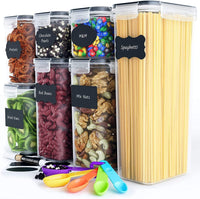 7 Pieces Plastic BPA Free Food Storage Containers for Kitchen (Black) Kings Warehouse 