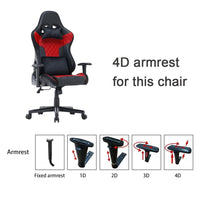 7 RGB Lights Bluetooth Speaker Gaming Chair Ergonomic Racing chair 165° Reclining Gaming Seat 4D Armrest Footrest Black Furniture Kings Warehouse 