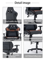 7 RGB Lights Bluetooth Speaker Gaming Chair Ergonomic Racing chair 165° Reclining Gaming Seat 4D Armrest Footrest Black Furniture Kings Warehouse 