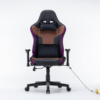 7 RGB Lights Bluetooth Speaker Gaming Chair Ergonomic Racing chair 165° Reclining Gaming Seat 4D Armrest Footrest Black Furniture Kings Warehouse 