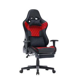 7 RGB Lights Bluetooth Speaker Gaming Chair Ergonomic Racing chair 165° Reclining Gaming Seat 4D Armrest Footrest Black Red Furniture Kings Warehouse 