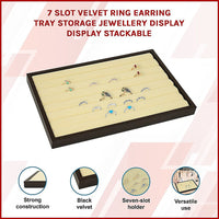 7 Slot Velvet Ring Earring Tray Storage Jewellery Display Display Stackable Home & Garden Kings Warehouse 