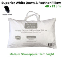 70% Feather 30% Down Superior Medium Standard Pillow 48 x 73 cm Home & Garden Kings Warehouse 