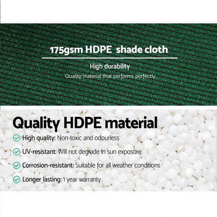 70% Sun Shade Cloth Shadecloth Sail Roll Mesh Outdoor 175gsm 3.66x20m Green End of Season Clearance Kings Warehouse 