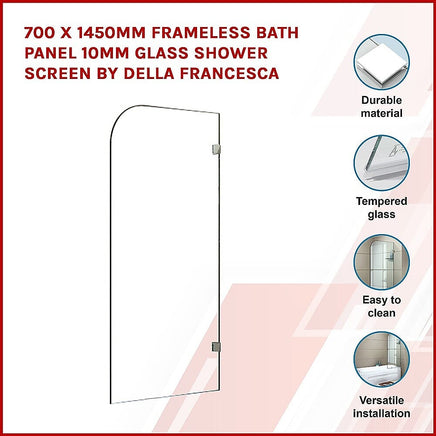700 x 1450mm Frameless Bath Panel 10mm Glass Shower Screen By Della Francesca Furniture Kings Warehouse 