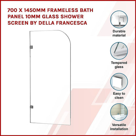 700 x 1450mm Frameless Bath Panel 10mm Glass Shower Screen By Della Francesca Furniture Kings Warehouse 