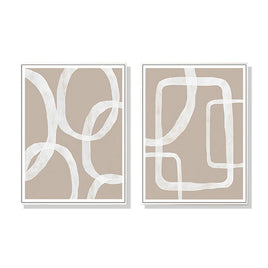 70cmx100cm Abstract White Lines 2 Sets White Frame Canvas Wall Art Kings Warehouse 