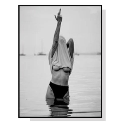 70cmx100cm Feminist Print Black Frame Canvas Wall Art Home & Garden Kings Warehouse 
