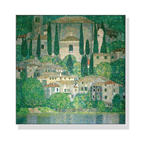 70cmx70cm Kirche In Cassone by Gustav Klimt White Frame Canvas Wall Art Kings Warehouse 