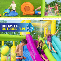 7.1 x 2.65m Inflatable Splash Course Water Park Double Slide & Motor Kings Warehouse 