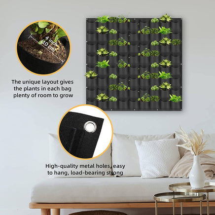72 Pockets Wall Hanging Planter Planting Grow Bag Vertical Garden Vegetable Flower Black Kings Warehouse 