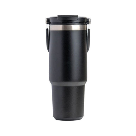750ML Black Stainless Steel Travel Mug with Leak-proof 2-in-1 Straw and Sip Lid, Vacuum Insulated Coffee Mug for Car, Office, Perfect Gifts, Keeps Liquids Hot or Cold Occasions Kings Warehouse 