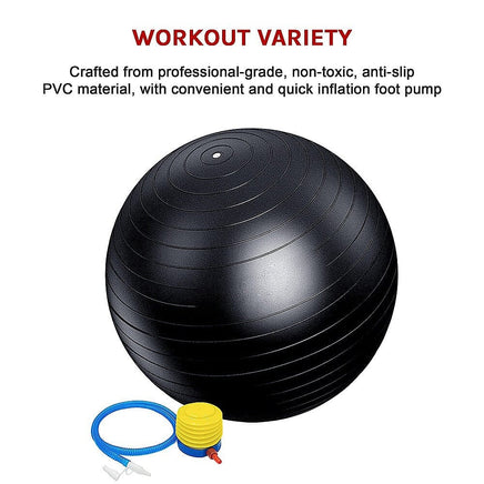 75cm Static Strength Exercise Stability Ball with Pump Sports & Fitness Kings Warehouse 
