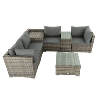 7PC Outdoor Wicker Lounge with Storage Corner (Grey) Furniture Kings Warehouse 