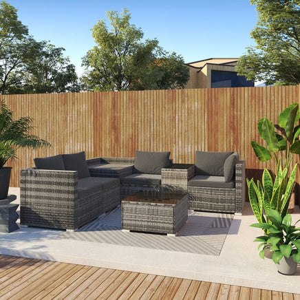 7PC Outdoor Wicker Lounge with Storage Corner (Grey) Furniture Kings Warehouse 