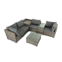 7PC Outdoor Wicker Lounge with Storage Corner (Grey) Furniture Kings Warehouse 