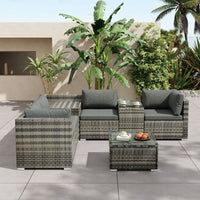 7PC Outdoor Wicker Lounge with Storage Corner (Grey) Furniture Kings Warehouse 