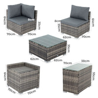 7PC Outdoor Wicker Loveseat Setting with Storage Corner (Black) Furniture Kings Warehouse 
