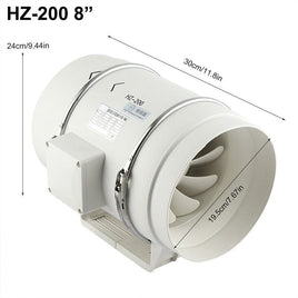 8" Inch Silent Extractor Fan Duct Hydroponic Inline Exhaust Vent Industrial Kings Warehouse 