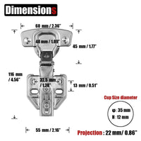 8 Pack 304 Stainless Steel Cabinet Hinges 100 Degree Soft Closing Insert Overlay Door Hinge Nickel Plated Finish Kings Warehouse 