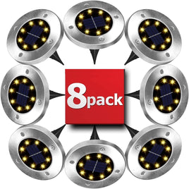 8 Pack LED Solar Pathway Lights Outdoor Solar Ground Lights (Warm White) Kings Warehouse 