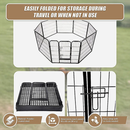 8 Panel Heavy Duty Pet Dog Playpen Puppy Exercise Fence Enclosure Cage Pet Care Kings Warehouse 