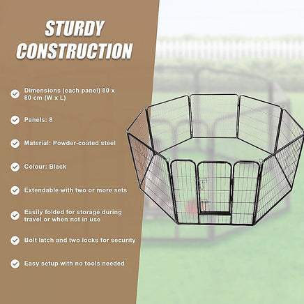 8 Panel Heavy Duty Pet Dog Playpen Puppy Exercise Fence Enclosure Cage Pet Care Kings Warehouse 