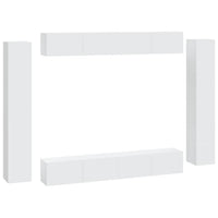 8 Piece TV Cabinet Set White Engineered Wood living room Kings Warehouse 