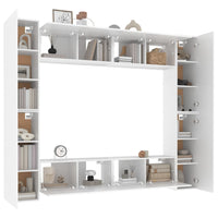 8 Piece TV Cabinet Set White Engineered Wood living room Kings Warehouse 