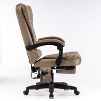 8 Point Massage Chair Executive Office Computer Seat Footrest Recliner Pu Leather Beige Furniture Kings Warehouse 