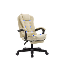 8 Point Massage Chair Executive Office Computer Seat Footrest Recliner Pu Leather Beige Furniture Kings Warehouse 