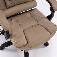 8 Point Massage Chair Executive Office Computer Seat Footrest Recliner Pu Leather Beige Furniture Kings Warehouse 