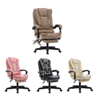 8 Point Massage Chair Executive Office Computer Seat Footrest Recliner Pu Leather Beige Furniture Kings Warehouse 