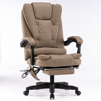 8 Point Massage Chair Executive Office Computer Seat Footrest Recliner Pu Leather Beige Furniture Kings Warehouse 