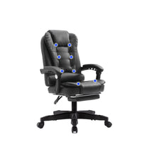 8 Point Massage Chair Executive Office Computer Seat Footrest Recliner Pu Leather Beige Furniture Kings Warehouse 