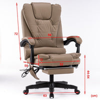 8 Point Massage Chair Executive Office Computer Seat Footrest Recliner Pu Leather Beige Furniture Kings Warehouse 