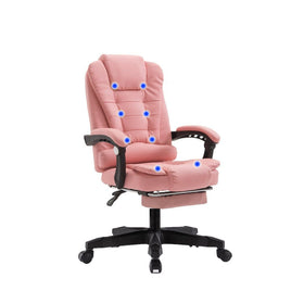 8 Point Massage Chair Executive Office Computer Seat Footrest Recliner Pu Leather Pink Furniture Kings Warehouse 