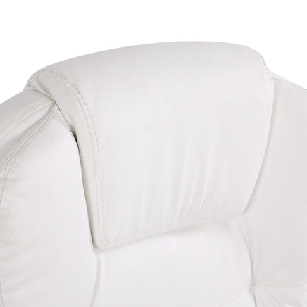 8 Point Massage Office Chair Heated Seat Recliner PU White Furniture Kings Warehouse 