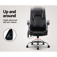 8 Point Massage Office Chair PU Leather Black Furniture Kings Warehouse 