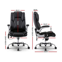 8 Point Massage Office Chair PU Leather Black Furniture Kings Warehouse 