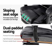 8 Point Massage Office Chair PU Leather Footrest Black Furniture Kings Warehouse 