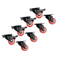 8 x 2" Polyurethane Castor Wheels - Swivel and 4 with brake