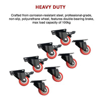 8 x 2" Polyurethane Castor Wheels - Swivel and 4 with brake Tools Kings Warehouse 