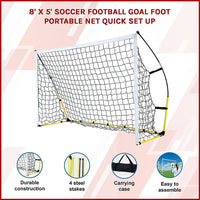8' x 5' Soccer Football Goal Foot Portable Net Quick Set Up Sports & Fitness Kings Warehouse 