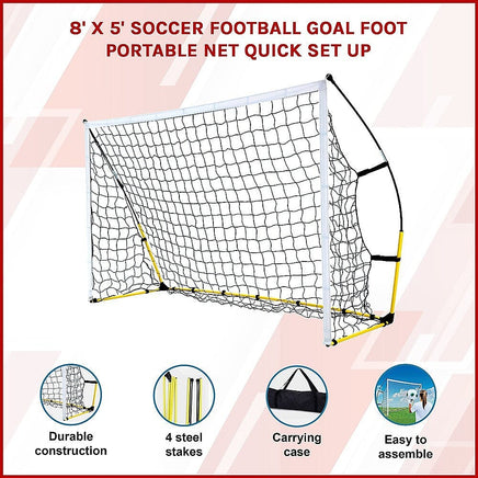 8' x 5' Soccer Football Goal Foot Portable Net Quick Set Up Sports & Fitness Kings Warehouse 