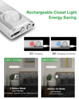 80 LED Motion Closet Sensor Rechargeable Lights for Kitchen and Bedroom (White and Yellow Light) Kings Warehouse 