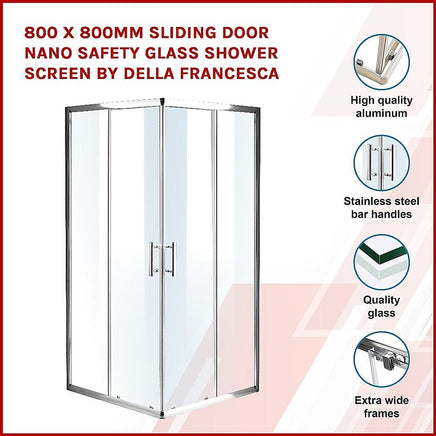 800 x 800mm Sliding Door Nano Safety Glass Shower Screen By Della Francesca Furniture Kings Warehouse 