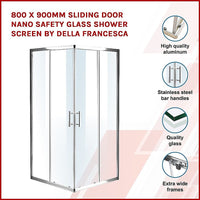 800 x 900mm Sliding Door Nano Safety Glass Shower Screen By Della Francesca Furniture Kings Warehouse 