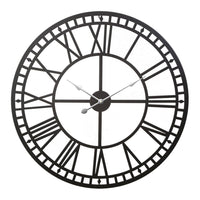 80CM Large Wall Clock Roman Numerals Round Metal Luxury Home Decor Black